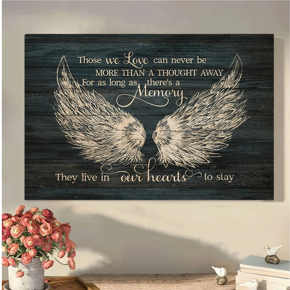 Large Stretch Canvas Print Angel Wings, Those We Love Can Never Be Far Away - Picture 5 of 6